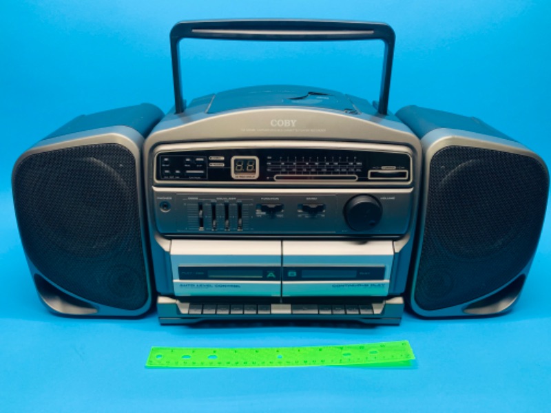 Photo 1 of 803631…coby cd/radio/double cassette player recorder with detachable speakers 