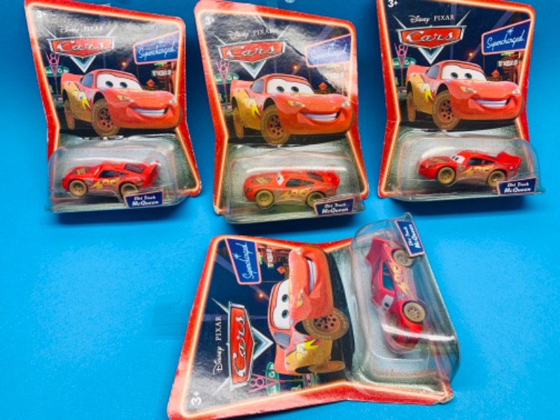 Photo 1 of 803668…4 Disney cars dirt track McQueen cars in original packages- all the same 