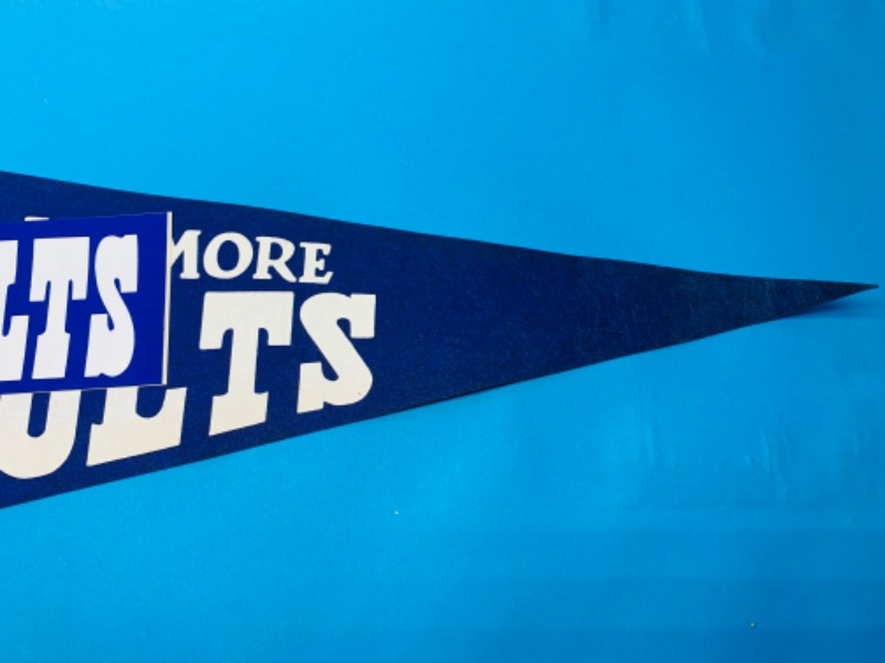 Photo 3 of 803696…vintage Baltimore colts NFL pro pack pennant, pin, and bumper sticker