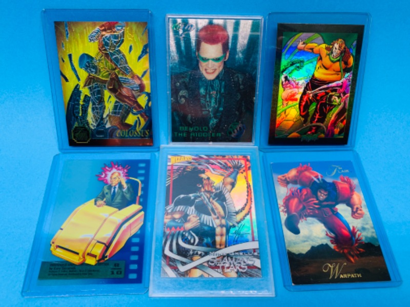 Photo 1 of 803700… 6 vintage comic cards in hard plastic sleeves- misc chromium, foil, marvel, and more 