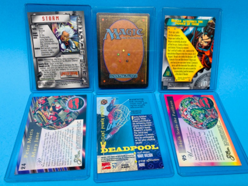 Photo 2 of 803702…6 vintage comic cards in hard plastic sleeves- misc chromium, foil, marvel, and more 