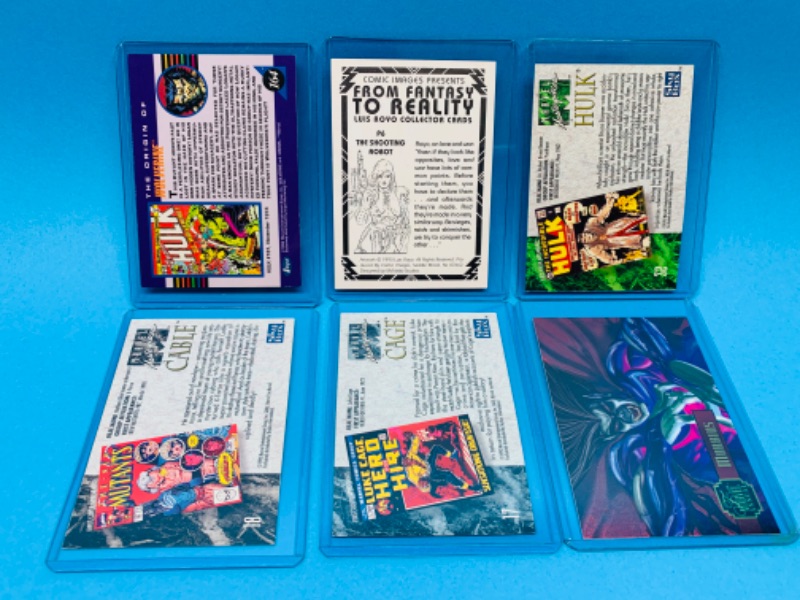 Photo 2 of 803703… 6 vintage comic cards in hard plastic sleeves- misc chromium, foil, marvel, and more 