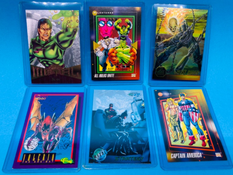 Photo 1 of 803704… 6 vintage comic cards in hard plastic sleeves- misc chromium, foil, marvel, and more 