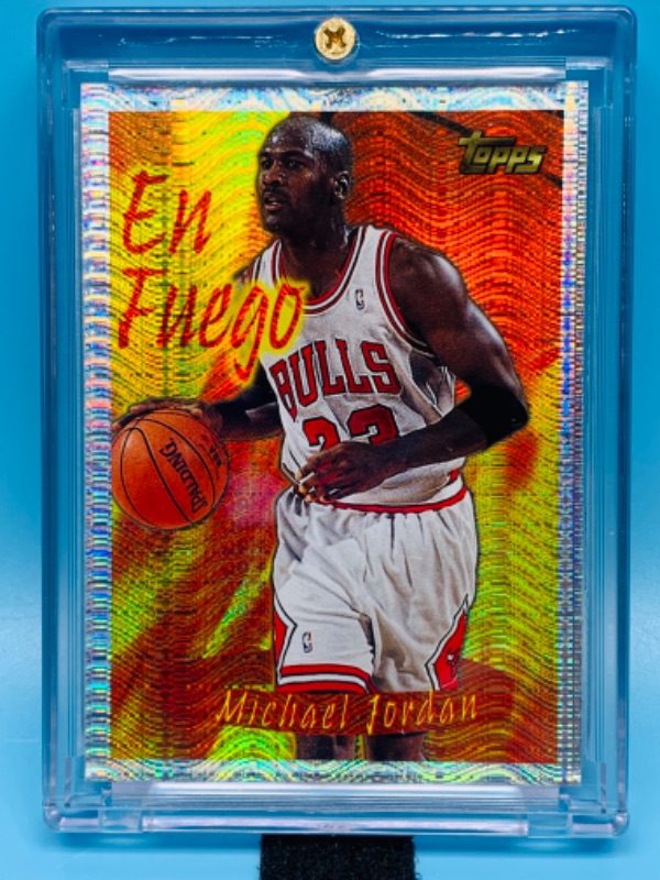 Photo 1 of 803727…topps en fuego Michael Jordan card in hard plastic case 