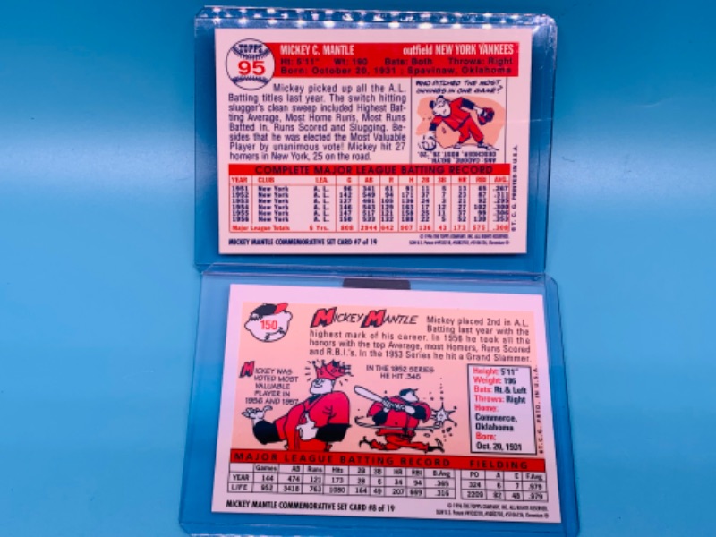 Photo 2 of 803733….1996 topps chromium Mickey Mantle commemorative cards 7 and 8 unpeeled in hard plastic sleeves 