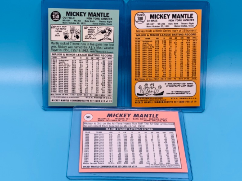 Photo 2 of 803736…1996 topps chromium Mickey Mantle commemorative cards 17, 18, and 19 unpeeled in hard plastic sleeves 