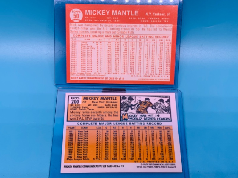 Photo 2 of 803738… .1996 topps chromium Mickey Mantle commemorative cards 13 and 14 unpeeled in hard plastic sleeves 