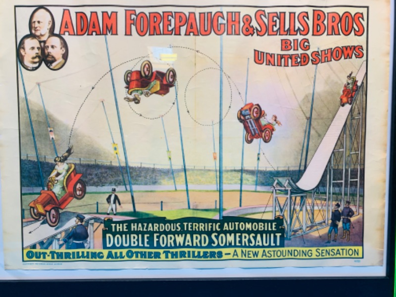 Photo 2 of 803766…2 vintage 1960 circus posters- Barnum and Bailey -Adam forepaugh and sells bros show in large 22 x 30 inch frame 