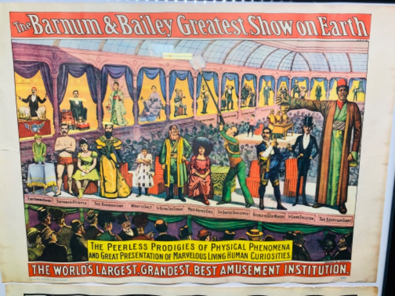 Photo 5 of 803766…2 vintage 1960 circus posters- Barnum and Bailey -Adam forepaugh and sells bros show in large 22 x 30 inch frame 