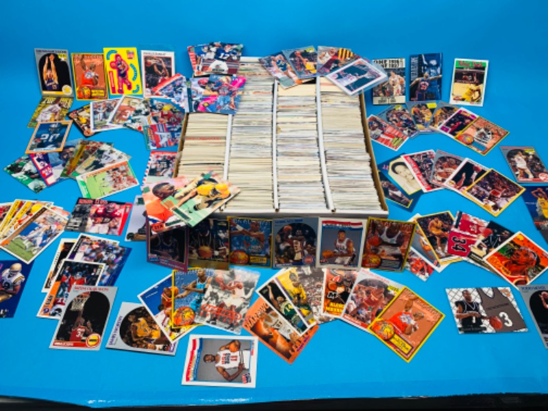 Photo 1 of 803800…3000+ Miscellaneous basketball and football trading cards in large box see photos 