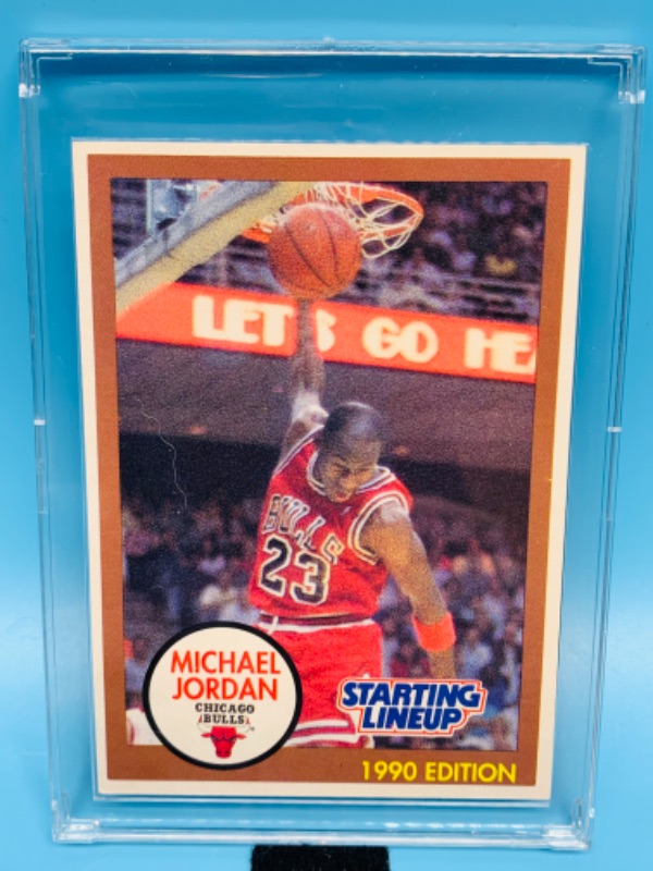 Photo 1 of 803860… starting lineup 1990 edition Michael Jordan card in hard plastic case