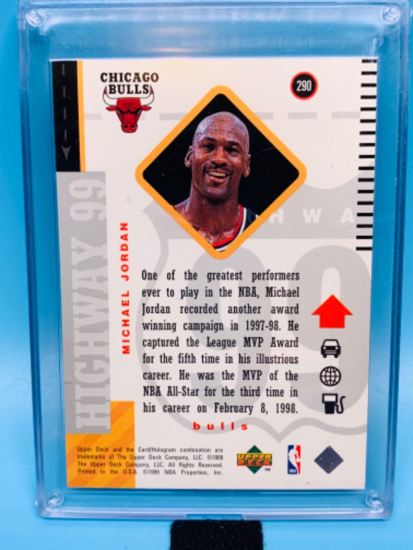 Photo 2 of 803862… upper deck Highway 99 Michael Jordan card 290 in hard plastic case