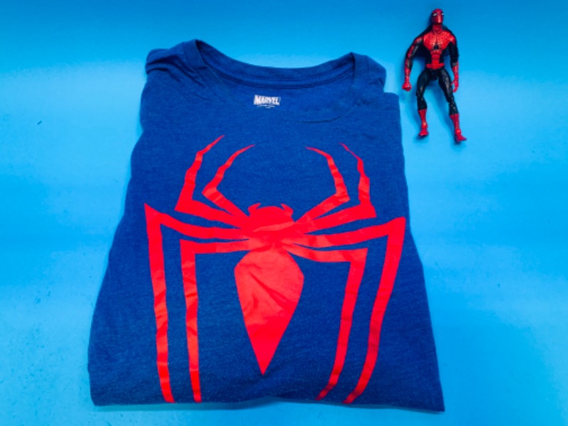 Photo 3 of 803890…size 2xl marvel shirt and Spider-Man figure 