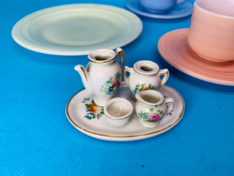 Photo 6 of 803895…vintage pastel mini tea cups and saucers and tiny Japan tea set 