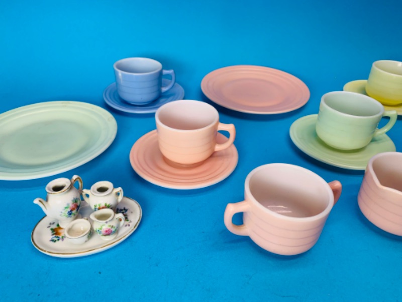 Photo 1 of 803895…vintage pastel mini tea cups and saucers and tiny Japan tea set 