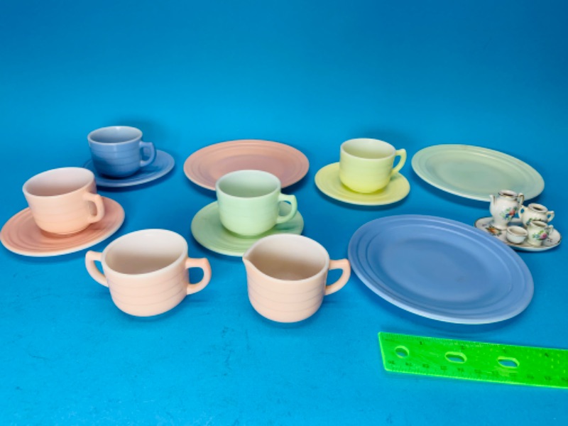 Photo 8 of 803895…vintage pastel mini tea cups and saucers and tiny Japan tea set 