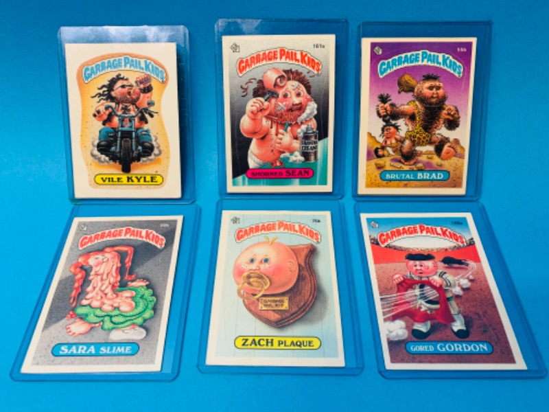 Photo 1 of 803896…6 vintage garbage pail kids sticker cards in hard plastic sleeves 