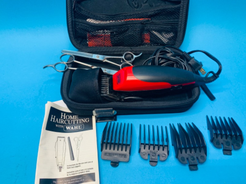 Photo 1 of 803900…wahl clippers with attachments and scissors in case 