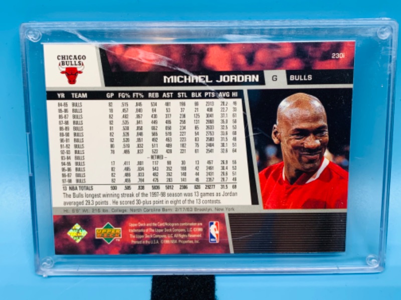 Photo 2 of 803949…upper deck Michael Jordan card 230i in hard plastic case 