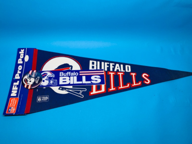 Photo 2 of 803954…vintage Buffalo bills pro pak pennant, pin, and bumper sticker 