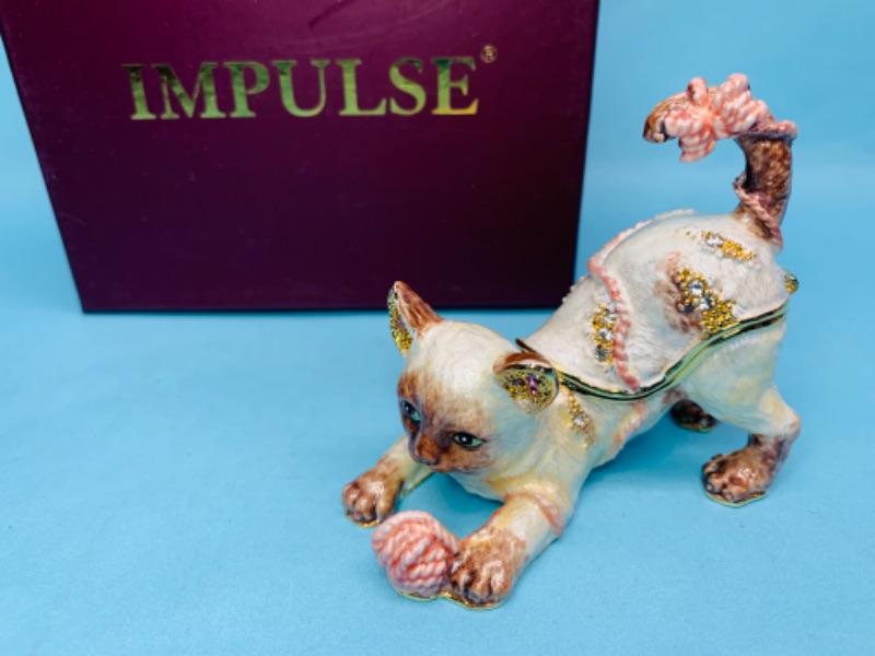 Photo 1 of 803959…4” impulse jeweled and crystal enamel hinged trinket box in satin lined box 