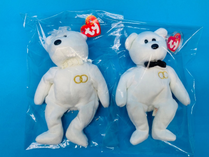 Photo 1 of 803973…TY beanie babies in plastic bags- bride and groom 