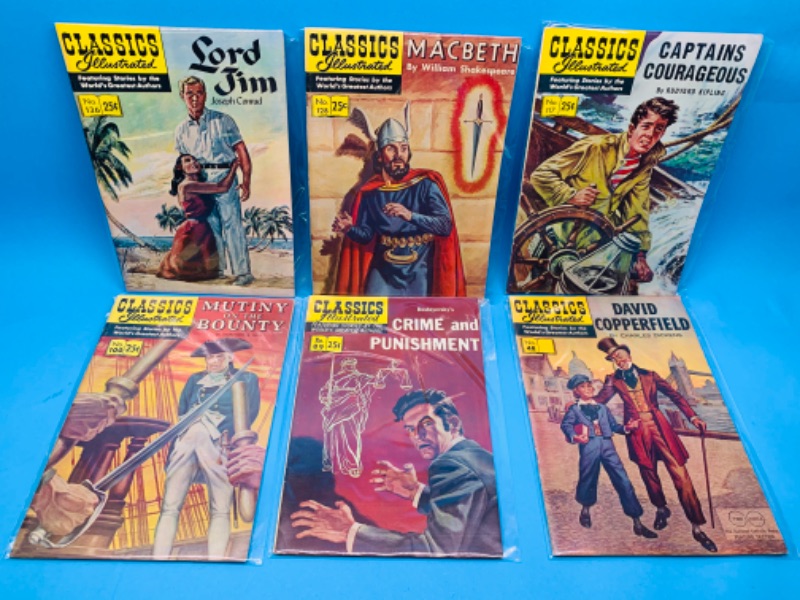 Photo 1 of 803985…6 vintage $.25 cent classics illustrated comics in plastic sleeves 