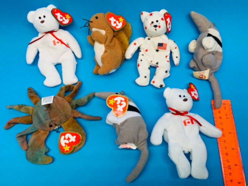 Photo 1 of 804101…7 small TY beanie babies 
