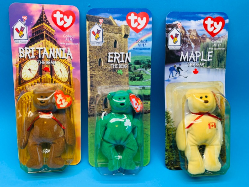 Photo 1 of 804103…3 vintage TY beanie babies McDonald’s bears- 3 of 4 Maple is yellowing 