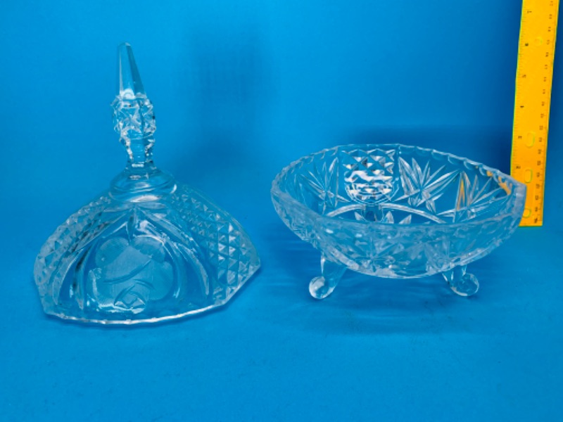 Photo 4 of 804112…vintage pressed glass/crystal lidded candy dish 