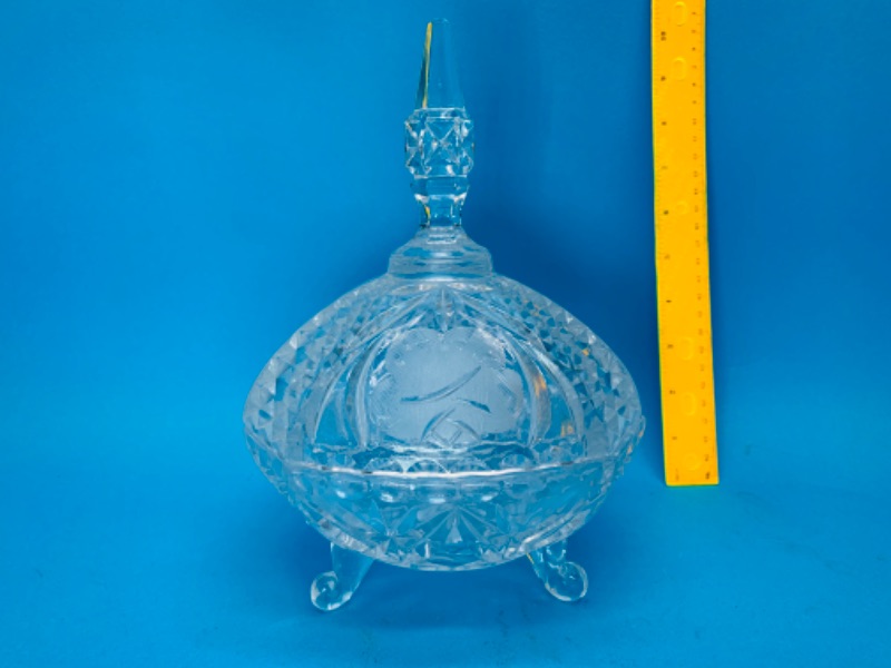 Photo 2 of 804112…vintage pressed glass/crystal lidded candy dish 