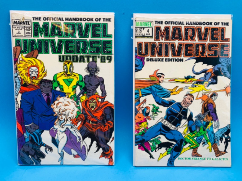 Photo 1 of 804136…2 vintage marvel universe comics in plastic sleeves- some wear from age 