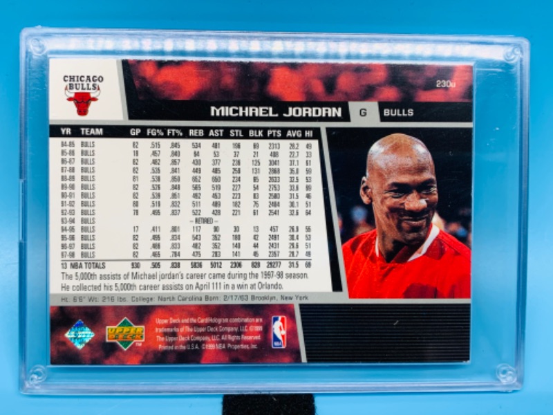 Photo 2 of 804143…  upper deck Michael Jordan card 230U in hard plastic case