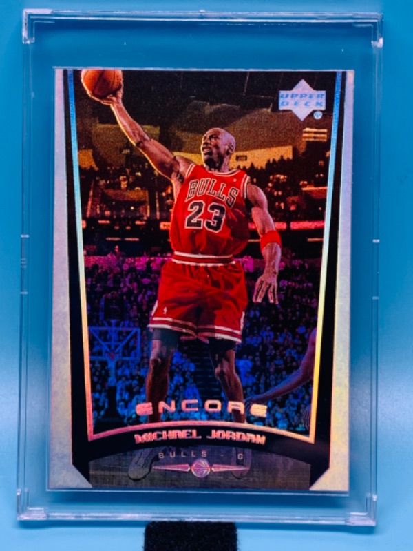 Photo 1 of 804146… upper deck encore Michael Jordan card 112 in hard plastic case