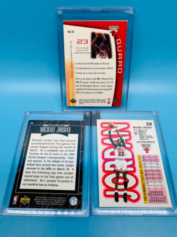 Photo 2 of 804148… 3 Michael Jordan trading cards in hard plastic cases