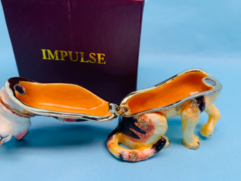 Photo 1 of 804178… 3” impulse jeweled and crystal enamel hinged trinket box in satin lined box 