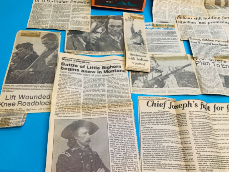 Photo 3 of 804228…vintage wounded knee newspaper clippings and book 