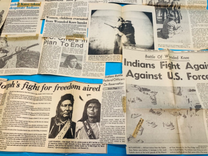 Photo 4 of 804228…vintage wounded knee newspaper clippings and book 