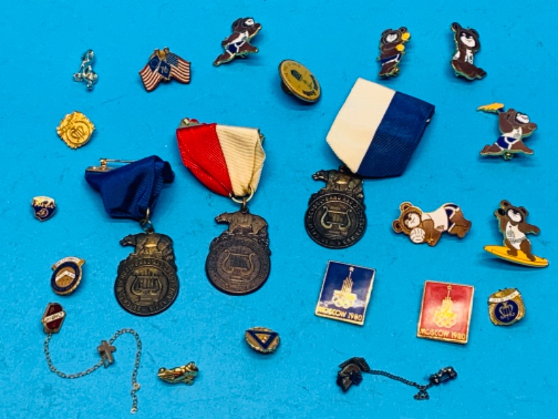 Photo 1 of 804241…vintage school band and Olympic pins -most from the 1950’s