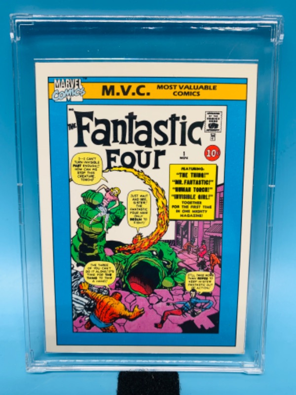 Photo 1 of 804300…vintage marvel most valuable comics fantastic four card 124 in hard plastic case 