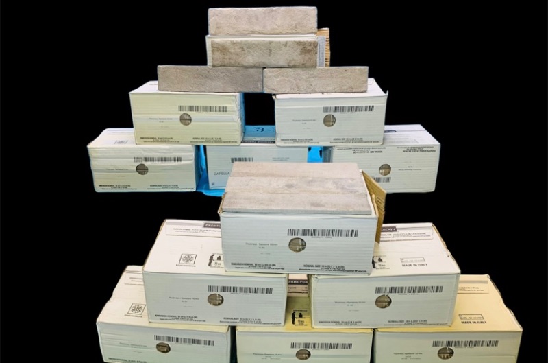Photo 1 of 804348…12 boxes of premium porcelain tile. 10 inch x 2 1/2 inch. Capella toupe brick color. 32 pieces per box 6.24 square feet per box 74.88 total square feet 