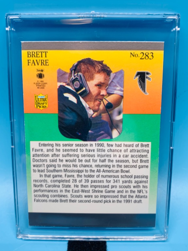 Photo 2 of 804365…fleer ultra draft pics Brett Favre rookie card 283 in hard plastic case