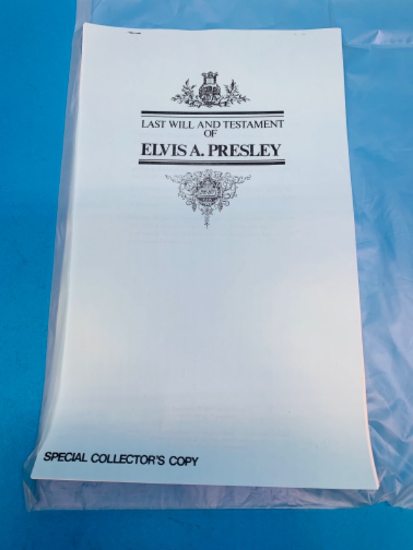 Photo 3 of 804411…collectors copy Elvis Presley last will and testament in plastic 