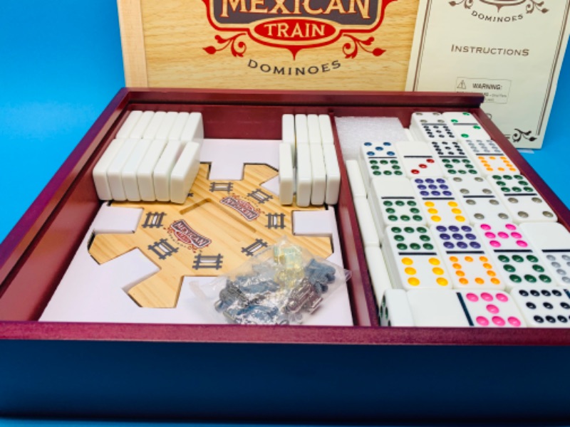Photo 2 of 804419…Mexican train dominoes set in wood case 