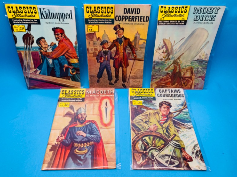 Photo 1 of 804456… 5 vintage $.25 cent classics illustrated comics in plastic sleeves 