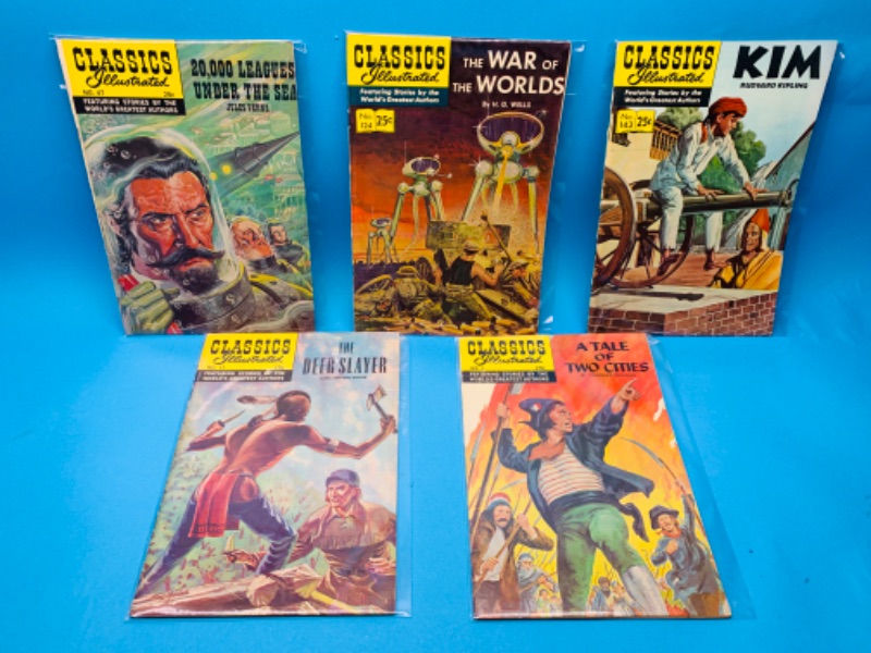 Photo 1 of 804458…5 vintage $.25 cent classics illustrated comics in plastic sleeves 