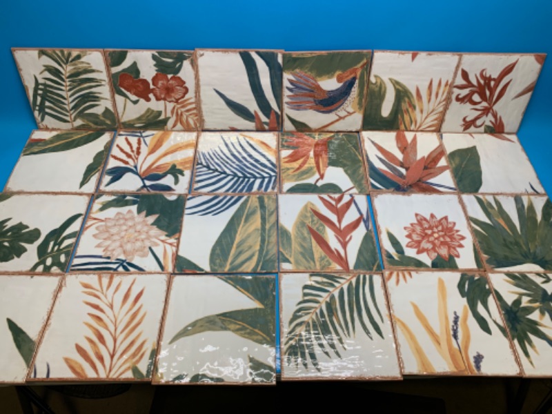 Photo 3 of 804480…12 boxes of 8x8  sonata floral tiles made in Spain. 25 pieces per box see photos 