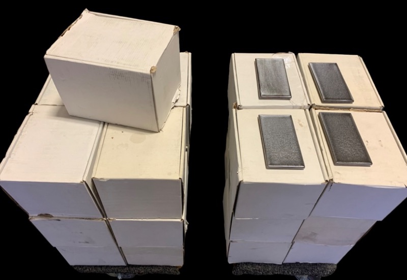 Photo 4 of 804481…25 boxes 100 square feet of Sonoma gun metal 3x6 inch tiles  see photos 