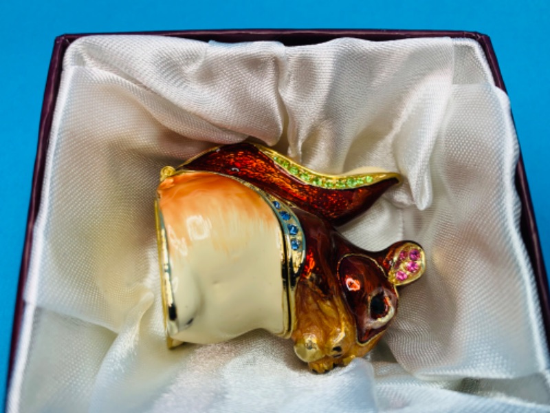 Photo 3 of 804499… 2”  impulse jeweled and crystal enamel hinged trinket box in satin lined box