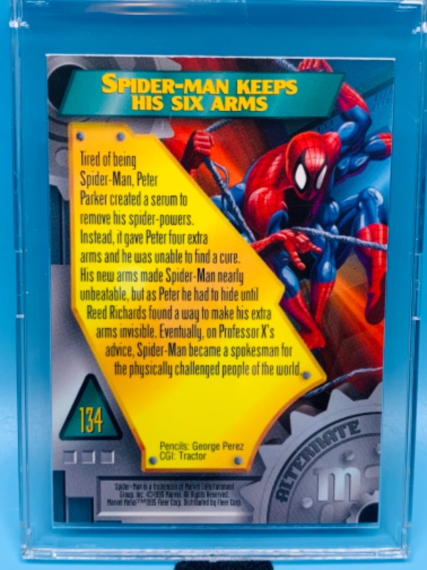 Photo 2 of 804525… Marvel metal Spider-Man alternate M card 134 in hard plastic case